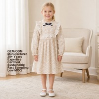 Robe florale à col montant et volants pour filles, en coton, pour tout-petits, personnalisation OEM, petite série, certification disponible