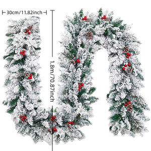 High Quality Christmas Snow Flocked Wreath and <b>Garland</b> Decor With Pinecones <b>Red</b> <b>Berries</b> and LED Lights for Home Holiday Decor - Product Image 4