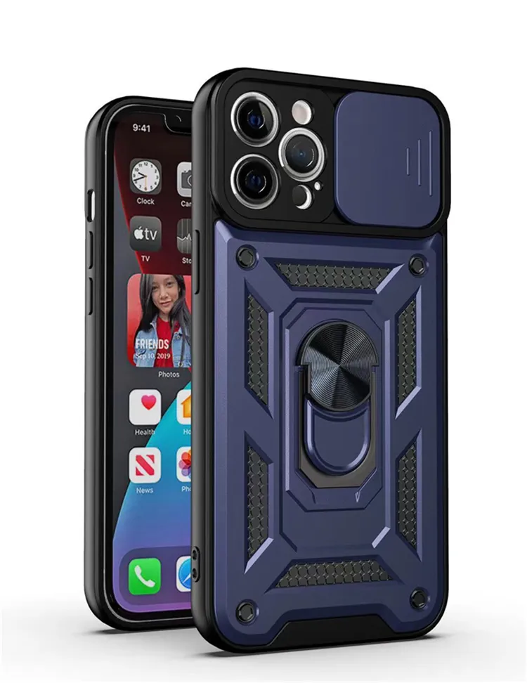 For Iphone 16 Pro Max Case with Ring Holder Slide window Anti Gravity Armor Phone Case For Iphone 15 Pro Max 14 Protection Cover