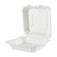 Échantillon gratuit Emballage à emporter Boîte à déjeuner Conteneur alimentaire à clapet biodégradable jetable 9*9 pouces sans PFAS