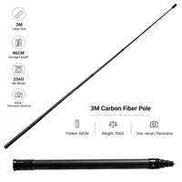 Asta di Prolunga in Fibra di Carbonio 3M, 9 Sezioni, 256g, Leggera, 46cm Piegata, Impermeabile, Bastone Selfie per Action Camera, Carico 2-5kg, Universale