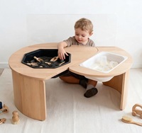 Table sensorielle octogonale en contreplaqué de bouleau Leowood Montessori Tuff Tray pour enfants, jeux de sable et d'eau, éducation précoce