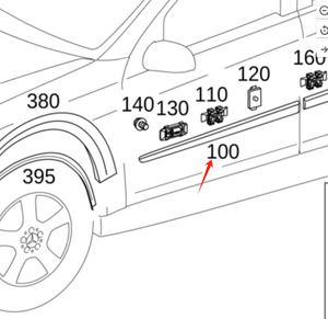A1646905162 striscia protettiva anti-collisione porta anteriore sinistra porta <span class=keywords><strong>164</strong></span> 690 51 62 per Mercedes Benz <span class=keywords><strong>164</strong></span> - Product Image 1