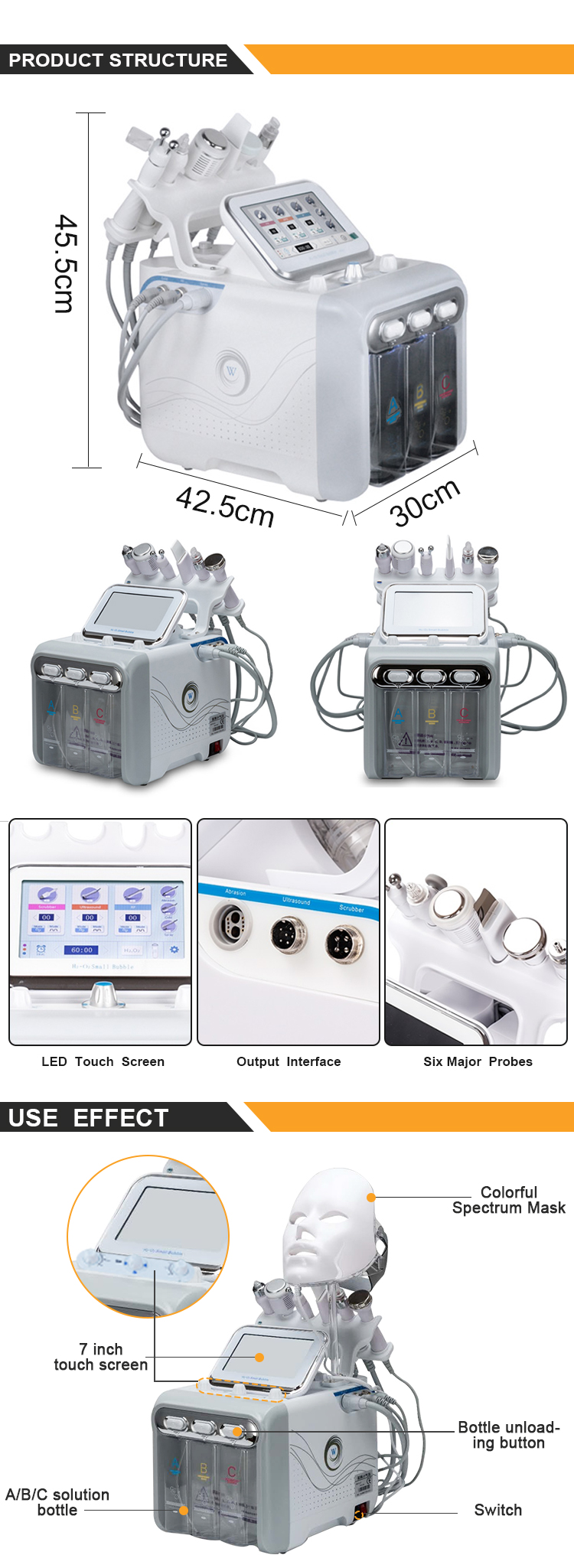 2022 new design first generation 6 In 1 H2o2 Small Bubble Facial Machine Oxygen Jet Peel Facial
