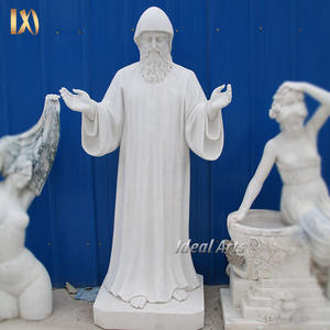 Statue <span class=keywords><strong>de</strong></span> Saint François en marbre blanc avec croix et <span class=keywords><strong>colombes</strong></span> pour décoration <span class=keywords><strong>de</strong></span> jardin extérieur - Product Image 6