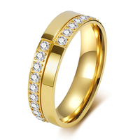 Bague de mariage pour femmes en acier inoxydable de haute qualité, sans décoloration, plaquée or 18 carats, incrustée de zircon de 6 mm, pour couples
