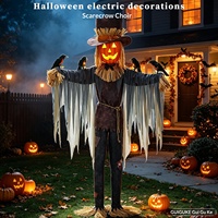 Décoration extérieure d'Halloween de grande envergure, transfrontalière, en plastique électrique, nouveau style, avec capteur de mouvement et son contrôlé par le chant, en forme d'épouvantail