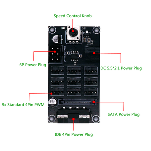 PWM Gouverneur de ventilateur violent Boîtier d'ordinateur Contrôleur de concentrateur de ventilateur haute puissance à 9 voies Réduction du bruit Carte graphique SATA - Product Image 4
