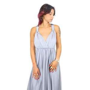 Vestido de Mujer Verde sin Mangas con Cuello en V, Largo Midi, Tela Fluida, para Fiesta - Product Image 4