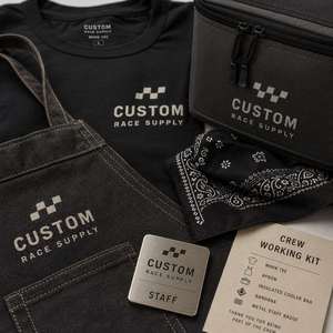Custom Race Supply Crew Working Kit with Work Tee <b>Apron</b> Insulated Cooler Bag Bandana Metal Staff Badge - Product Image 3