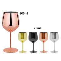 Verre à vin rouge classique en acier inoxydable à pied haut, léger, résistant aux chutes, pour bar KTV, 75 ml