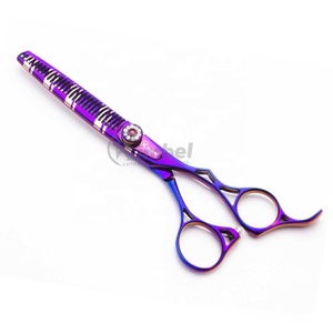 Tijera de adelgazamiento de peluquero de acero japonés de la mejor calidad con suministros de peluquería de punta afilada en Color púrpura de plasma - Product Image 1