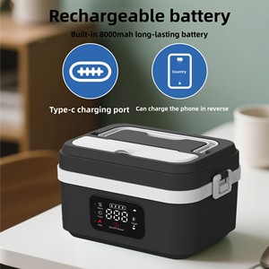 Electric <strong>USB</strong> <strong>Heating</strong> Lunch Box Stainless Steel 1L Cross-Border Portable Insulated Fast <strong>Heating</strong> - Product Image 3