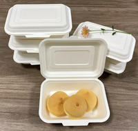 Boîtes à lunch écologiques en bagasse SINCERE 450 ml - 50/paquet pour restaurant, fête, hôtel et camping