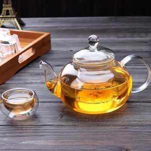 ชุดกาน้ำชา ชุดกาแฟและชา ชุดชงชาแบบคลาสสิก พร้อมที่กรองและอุ่นชา แก้วบอโรซิลิเกต พร้อมแก้วสำหรับชาใบแบบเป่าด้วยมือ สำหรับสำนักงาน - Product Image 3