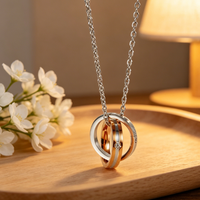 Colliers classiques en acier inoxydable avec double anneau gravé LOVE, colliers pour couple, colliers minimalistes, cadeau de la Saint-Valentin