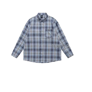 เสื้อเชิ้ตแขนยาวลายสก็อตผู้ชายขายส่ง คอปกพับได้ ผ้าฝ้ายฟลานเนล 100% ระบายอากาศได้ดี ผ้าถัก สปริง คัสตอม - Product Image 1