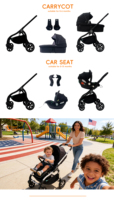 Poussette de luxe 4 en 1 pour bébé, pliable, compacte, portable, réversible, pour bébé de 0 à 3 ans