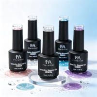 Vernis Gel Professionnel Sans HEMA Effet Diamant Réfléchissant - Gel Flash Super Brillant pour Ongles - Gel UV LED Soak Off Paillettes Disco
