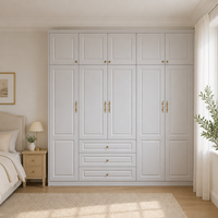 Armoire de chambre à coucher moderne de luxe en bois blanc avec rangement pour vêtements, armoire en kit