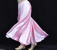 Jupe longue en satin doux et brillant, taille naturelle, colorée, pour spectacle de danse orientale, antistatique, vente en gros