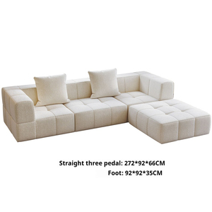 Canapé modulaire minimaliste en forme de L, trois places, rembourré en mousse, accoudoirs carrés, dossier capitonné, meubles de salon - Product Image 5