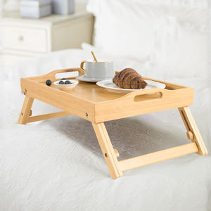 Mesa de Cama Plegable de Madera Maciza Moderna con Asas, Mesa Portátil para Servir el Desayuno y Uso en Sofá con Altura Ajustable - Product Image 2
