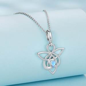 Collier pendentif en opale en forme de fleur, plaqué rhodium, design minimaliste, chaîne serpent, unisexe, à porter au quotidien - Product Image 3
