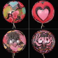 Ballons Bobo ronds transparents de 20 pouces avec motif cœur imprimé, ballons bulles transparents pour la décoration de mariage, de demande en mariage et de fête