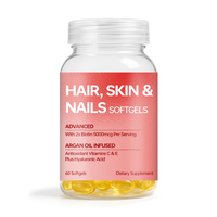 Complément Herbal Antioxydant OEM pour Cheveux, Peau et Ongles en Gélules Molles avec Biotine, Acide Hyaluronique, Vitamines C et E pour le Soutien de la Beauté Intérieure