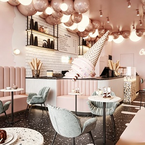 Diseño Interior de Heladería y Cafetería, Servicio Integral de Renovación de Tiendas de Postres Comerciales Personalizadas, Decoración Moderna para Tiendas de Dulces - Product Image 2