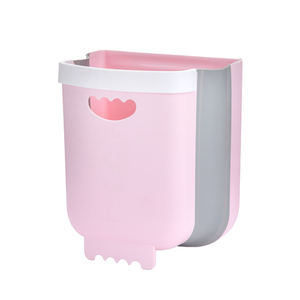 15L Kitchen Cabinet Door Mini Plastic Hanging Trash Can Wall Mounted Foldable Folding Waste Bin