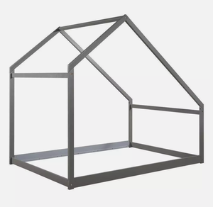 2024 vente chaude lits pour enfants pleine taille conception unique auvent en bois massif cadre ouvert <span class=keywords><strong>gris</strong></span> - Product Image 4