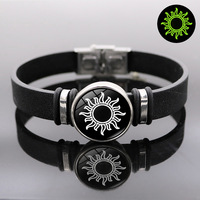Nouveau Bracelet de couple en cuir rétro Punk Night Light Sun Moon Bracelet