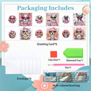 DIY Diamant Peinture Cartes De Voeux Animaux Beaux Chiens 6pcs Diamant Art Voeux Cartes-Cadeaux pour Adultes Enfants - Product Image 3
