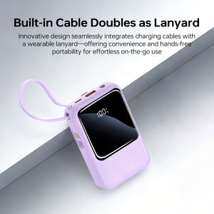 Chargeur <span class=keywords><strong>portable</strong></span> tout-en-un 10000mAh avec câbles intégrés, Powerbank mince pour appareils Android et iOS - Product Image 4