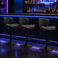 Tabouret de bar moderne pivotant et réglable en hauteur, en cuir PU, avec dossier incurvé, pour îlot de cuisine, café, restaurant