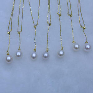 Collar con Colgante de Perla de Agua Dulce en Forma de Arroz, Plata S925, 8.5-9.5mm, Cadena en Forma de Y, Luz Intensa, Venta al Por Mayor del Fabricante - Product Image 2