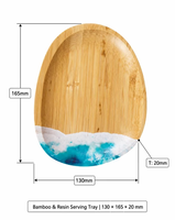 Planche à découper en bambou en forme de cœur, écologique et durable, motif vague océanique imprimé, pour la vente en gros, également utilisable comme plateau à bijoux et organisateur de bureau pour la maison