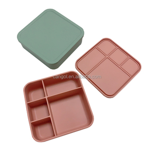 BPA Free Custom Large 5 Compartment Rainbow Silicone Snack Box Kids Lunch Container <strong>Fun</strong> Lunchbox for Children's <strong>Meal</strong> Storage - Product Image 3