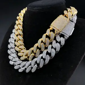 YSS Jewelry Hip Hop Bling Iced Out 19mm Diamond Cuban Link Chain Necklace Men