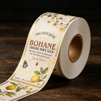 Etiquetas de Licor de Papel Texturizado Premium con Lámina Dorada - Pegatinas Impresas Personalizadas para la Marca de Botellas de Ginebra, Whisky y Vino