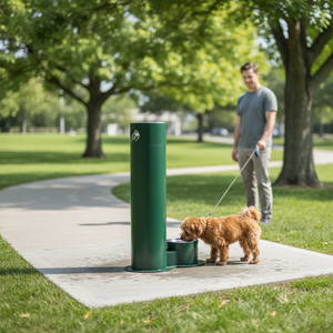 Fontanella Pubblica Autoportante per Esterni in Acciaio Inox 304 con Rubinetto a Pressione, Dispenser d'Acqua Senza Alimentazione Elettrica - Product Image 3