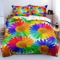 Set Sprei Motif Bunga Microfiber Halus Cetak Digital 3D Kartun Nordik Putih Dropshipping OEM Custom
