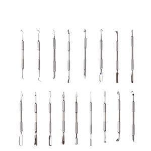 Juego de Empujadores de Cutículas para Manicura Rusa de Alta Gama, Plateados, Angulares, Cuadrados, Planos, Mini, de Acero Inoxidable - Product Image 1