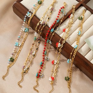 <span class=keywords><strong>Cavigliera</strong></span> da Donna Bohemien in Acrilico Multistrato con Fiori Colorati, Braccialetto Estivo in Acciaio Inossidabile per Ragazze - Product Image 2