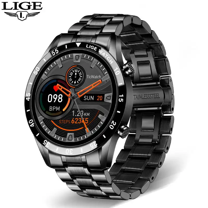 LIGE LIGE Men Top Business Smartwatch Sport Men's Watch Heart Rate Monitoring IP67 Waterproof Smart Watch Man