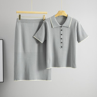 Ensemble deux pièces tricoté décontracté pour femme, style transfrontalier, nouvelle collection été 2026, haut et jupe mi-mollet
