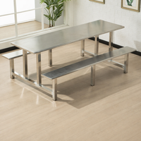Table et chaises de restaurant intégrées - Mobilier commercial moderne en acier inoxydable durable pour café et hôtel