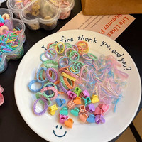 TREETIP Lot de mini pinces à cheveux et élastiques colorés personnalisables avec logo, haute élasticité, non-dommageables, pour petites filles